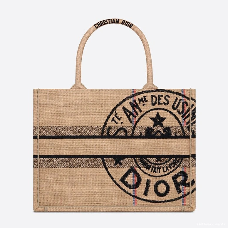 Cheap Beige Book Canvas Dior Motif Jute Tote 0817 Luxury
